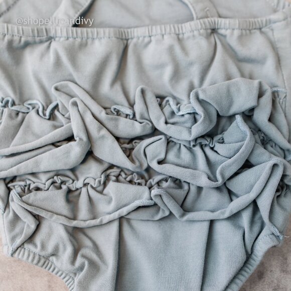 Ollie Jay Cross Straps Ruffle Summer Romper Dusty Blue 12-18M Girls - Picture 3 of 5